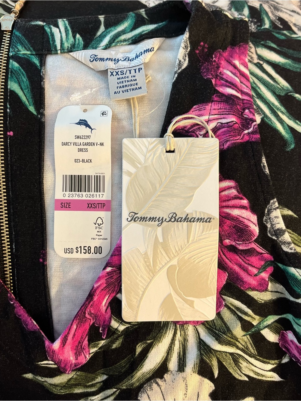 NWT Tommy Bahama
Darcy Villa Garden V-Neck Mini Dress Black Size XXS - Picture 6 of 6